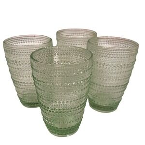 Set of 4 Sage Green Bubble Glass Tumblers Textured Glasses Heavy Weight Luxury